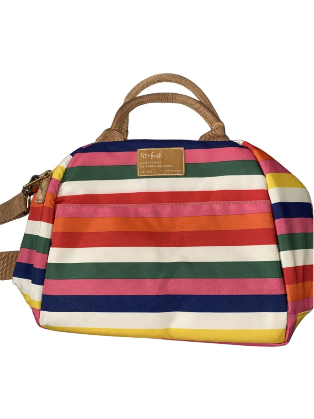 Women's Fit + Fresh Multi-color Striped Lunch Tote Bag One Size NWOT